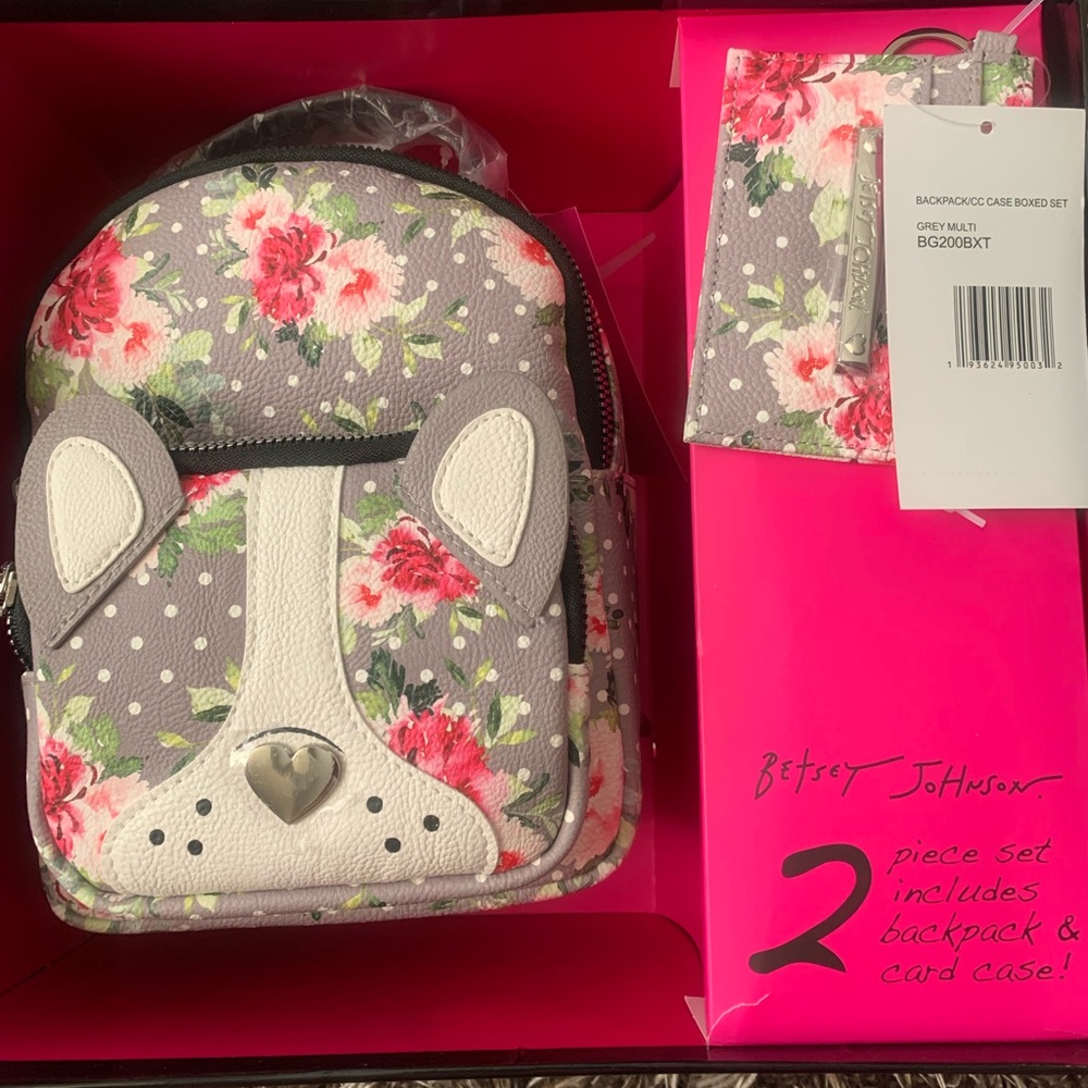 Betsey Johnson backpack and credit card case
